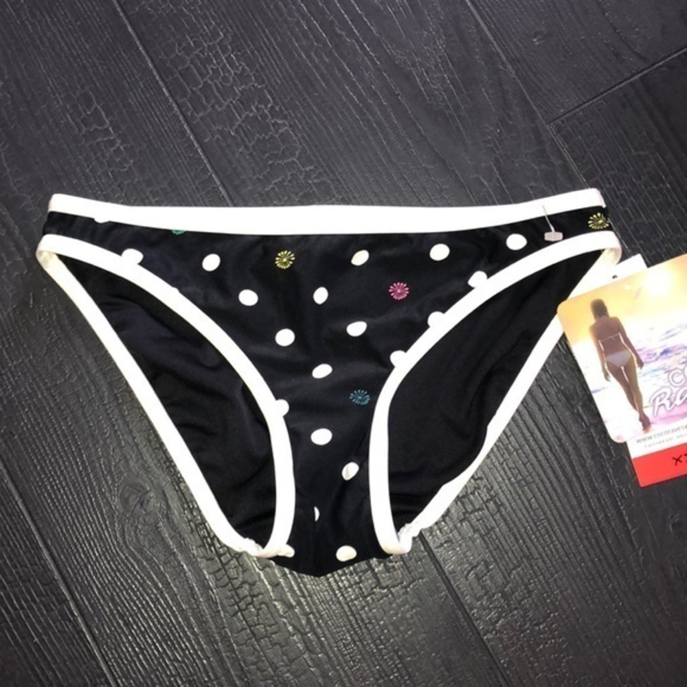 Coco Rave Bikini‎ Bottom XS Black Polka Dots NWT